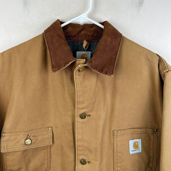 Vintage Carhartt 001 BRN Blanket Lined Jacket Size 46 Regular Brown Tan Pockets - Picture 3 of 6